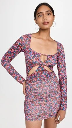 AFRM Corinne Cut Out Side Shirred Knit Mini Dress