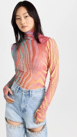 AFRM Zadie Turtleneck Long Sleeve Mesh Top