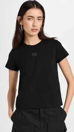 Alexander Wang Essential Jersey Shrunk Tee With Puff Logo