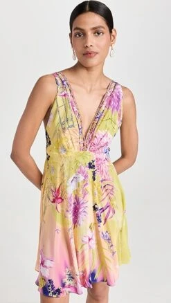 Camilla Plunge Neck Mini Dress