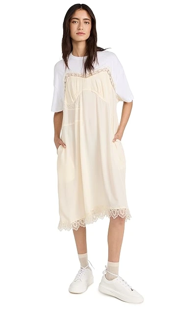 Simone Rocha T-Shirt Midi Dress With Camisole Front And Lace Trim 7 Simone Rocha T-Shirt Midi Dress With Camisole Front And Lace Trim - Image 7