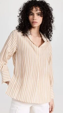 Vince Coast Stripe Shaped Collar Pullover