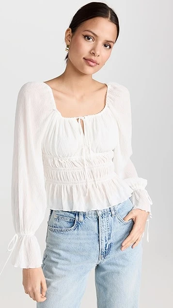 WAYF Madeleine Long Sleeve Top