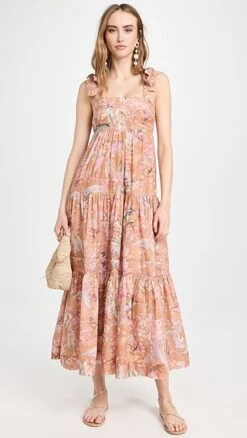 Zimmermann Cira Tie Shoulder Midi Dress